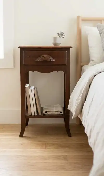 Vintage solid wood nightstand / accent table, View more