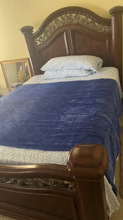 Real Hardwood Bed and bedside table, View more