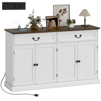 55" Farmhouse Sideboard with Charging Station, 2 Drawers , View more