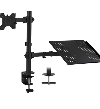 Mount-It! MI-4352LTMN Laptop Desk Stand and Monitor Mount, Full Motion Height Adjustable Holder, Fit...