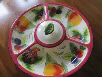 XL large (16.5") Divided Serving Tray with covered dip container, View more