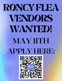 Roncy Flea Market Vendors Wanted for May 11th!