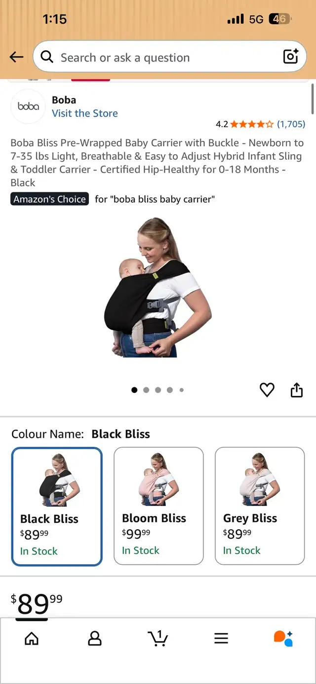 NEW! Boba Bliss Pre-Wrapped Baby Carrier - charcoal in Strollers, Carriers & Car Seats in Markham / York Region - Image 2