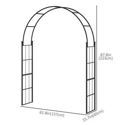 Arch Trellis from Outsunny ideal for climbing roses, vines and plants or as a Wedding Arbor. Black p...