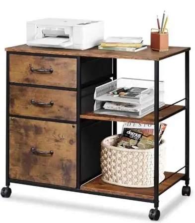 New 3 Drawer Fabric Mobile File Cabinet with Shelf , View more