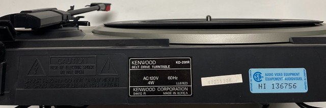 Vintage Kenwood KD-291R Belt Drive Auto Return Turntable in Stereo Systems & Home Theatre in Guelph - Image 4
