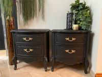 SOLD.    Pair of refinished french provincial nightstands
