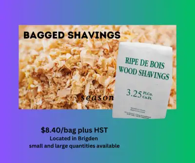 Bagged Shavings Available Large or small quantities Pickup only near Brigden 8.40 bag plus HST