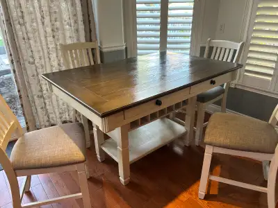 Bolanburg Counter Height Dining Table with Drawers and 4 chairs, View more