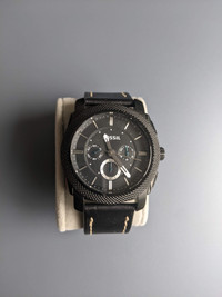 Men's Fossil Watch - Black Leather Strap