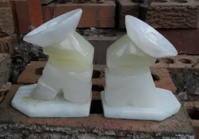 $30 Vintage pair of marble stone sombrero men Mexican bookends, View more