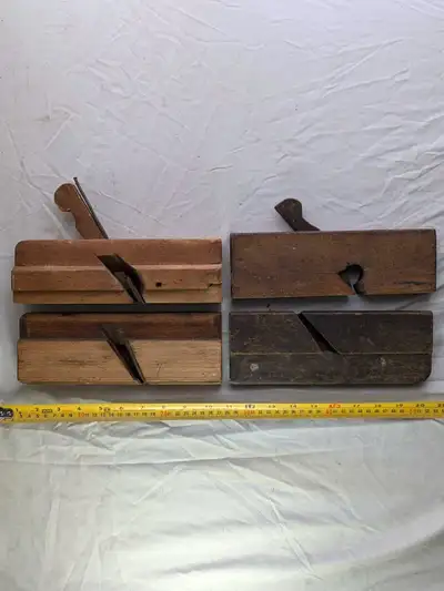 Set of 4 Vintage Branded Wooden Planes - Antique Hand Tools, View more