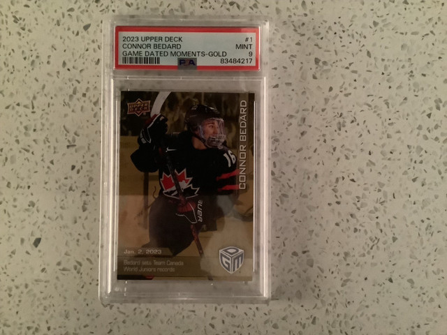 2023 Upper Deck Game Dated Moments Connor Bedard #1 GOLD  PSA 9  in Arts & Collectibles in Windsor Region