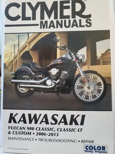 Clymer manual M246 covers Vulcan 900 classic , classic LT and custom 2006 to 2013 , maintenance , tr...
