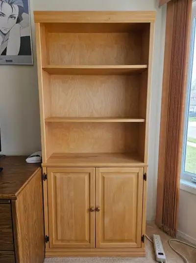 Light Oak Bookcase / Storage Hutch Cabinet, View more