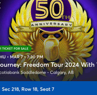 1 concert ticket : Journey & Toto 50 Aniversary accepting offers