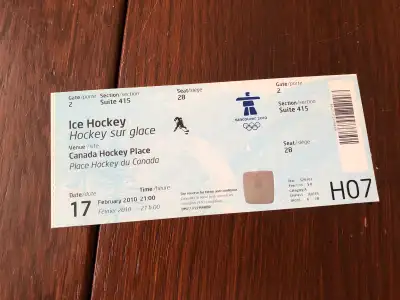Collection Vancouver Winter Olympics Hockey Sports Ticket 2010, View more