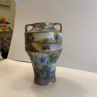 Vintage Nippon Hand Painted Scenic Boat Vase