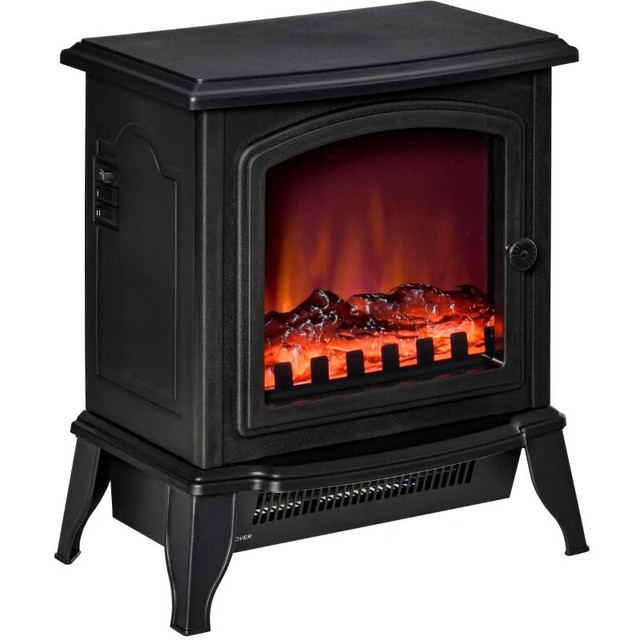 HOMCOM Electric Fireplace Heater, Freestanding Fireplace Stove w in Fireplace & Firewood in Oshawa / Durham Region - Image 2