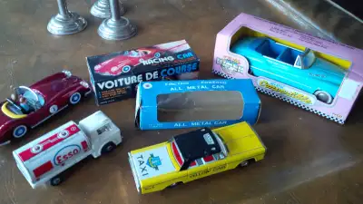 4 Metal/Tin Friction Cars, Esso, Some in Original Boxes, View more