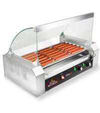 OLDE MIDWAY 18 HOT DOG 7 ROLLER GRILL COOKER 900-WATT W/ COVER