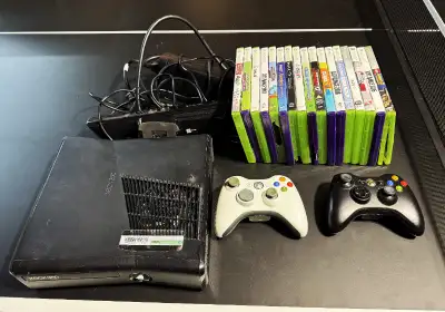 XBox 360 with controllers, Kinect and games, View more