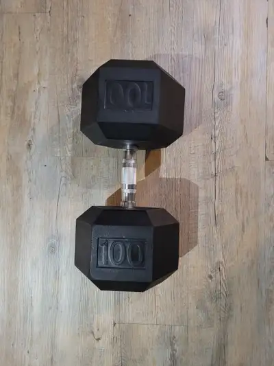 100LB Rubber Hex Dumbbell, View more
