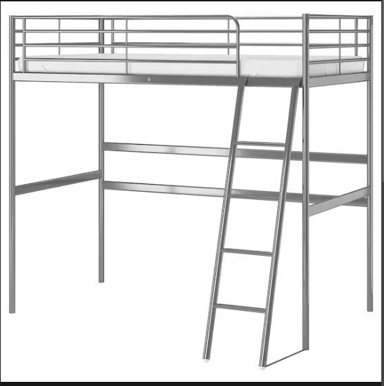 FS: IKEA twinsize SVARTA loft metal bed frame, also table attach in Beds & Mattresses in Ottawa - Image 2