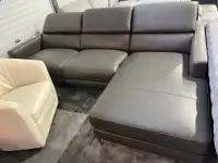 Brand new top grain leather sectional power 