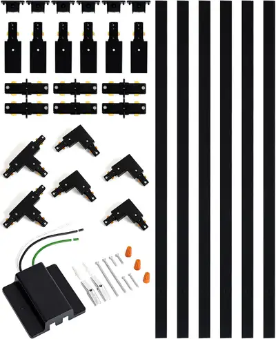 NEUF: Kit de rails d'éclairage de rail en H  noirs de 6 mètres, View more