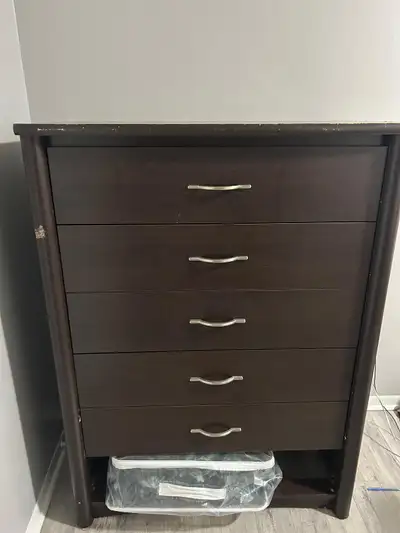 Modern 5-Drawer Tallboy Dresser - Dark Espresso Finish, View more
