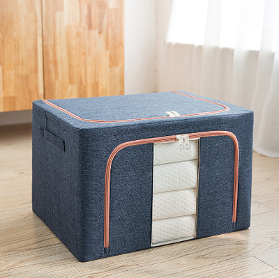 66L Steel Frame Cotton & Linen Storage Bin Top & Front Openings, View more