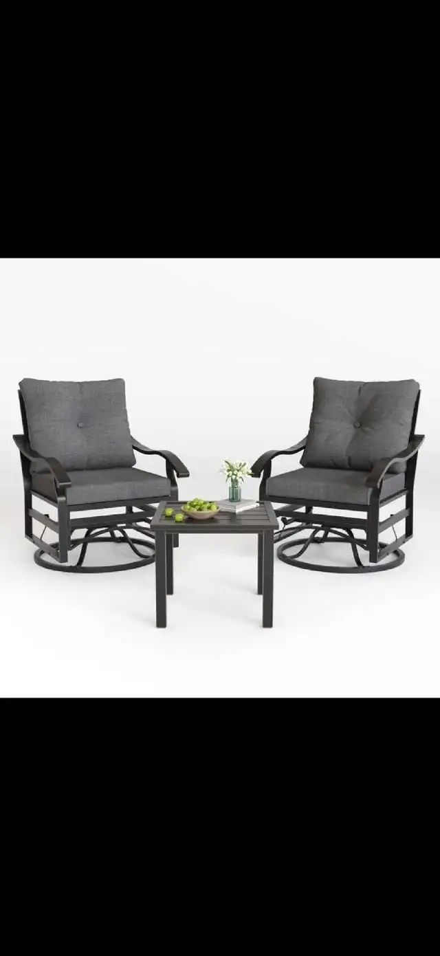 Outdoor Swivel Rocker Chairs, 3 Piece Metal Patio Rocking Chairs in Patio & Garden Furniture in Markham / York Region - Image 2
