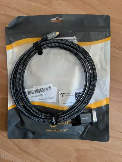 Twozoh Micro HDMI to VGA Cable 10FT, Gold-Plated & Braided Micro HDMI VGA (Male to Male) Support 108...