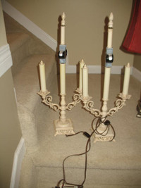 VINTAGE WROUGHT IRON CANDLESTICK LAMPS