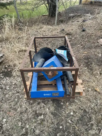 #1 auger skid steer attachment unused comes with 3 different size bits. $2000 #2 sheep pad roller at...
