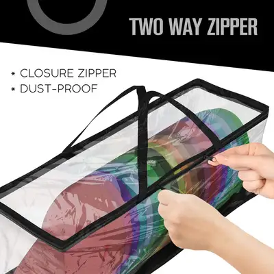 Houseables Brand Baseball Cap Storage Bag 58.42 cm x 15.24 cm x 20.32 cm Clear plastic, with zipper...