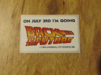 BACK TO THE FUTURE Vintage Sticker July 1985 Universal Movie Fox