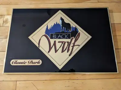 24x16 inches black wolf bar mirror frame wall art, View more