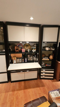 **For Sale-3-Piece black and white wood Hutch/Vaisselier