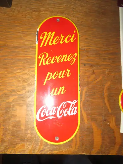 Enseigne ''Door-Push'' Coca-Cola (1940-1950) en porcelaine, View more
