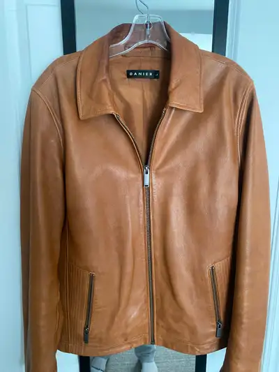 Men's Danier Miller 2 Leather Bomber - Brown/Tan. Simple, cool, great collar and zipper lines. Men's...