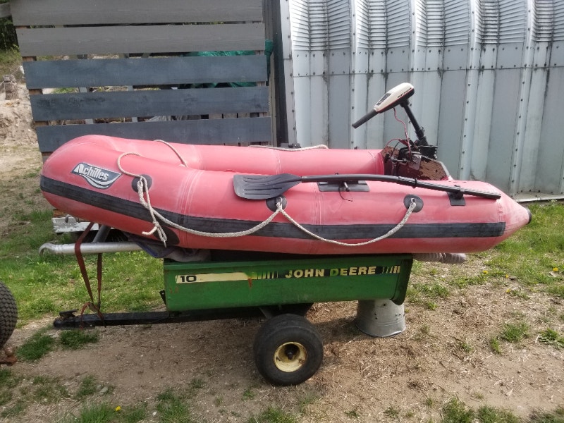 8 ft inflatable boat with trolling motor Powerboats & Motorboats