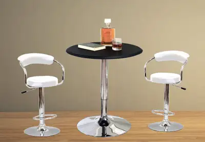 3 Pc Pub Set Adjustable Table with 2 White PU Stools (DELIVERED), View more