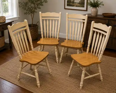 Set of 4 Solid Wood Dining Chairs, View more