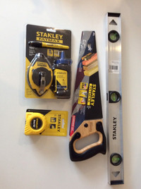 4 Stanley Tools Brand New Level Chalk Marker Saw Tape Measure 