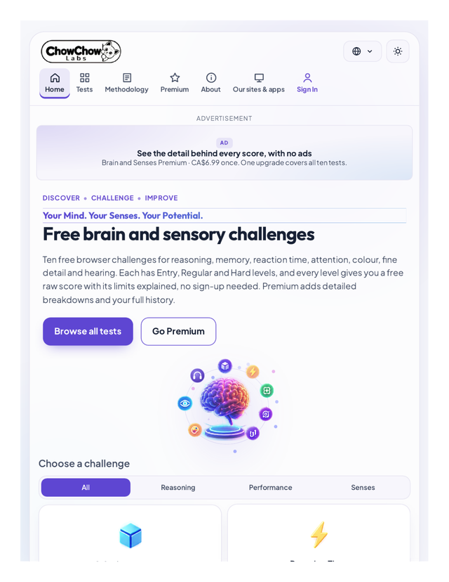 Free Brain and Sensory Challenges Online – 10 Tests