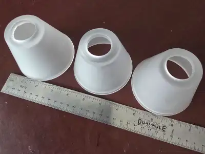 Set of small replacement frosted glass shades. In Mill Woods., View more