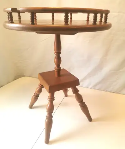 1960s Wooden Gallery Rail Pedestal Side Table – Made in Japan, View more