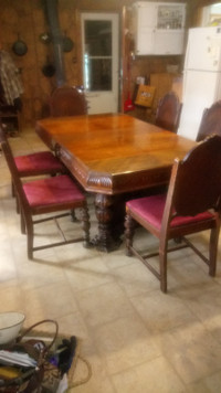 Antique wood dining room table